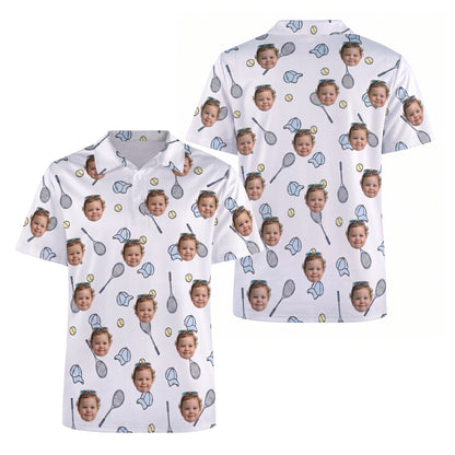 Custom Face Men's Tennis Polo Shirt Sporty Pattern