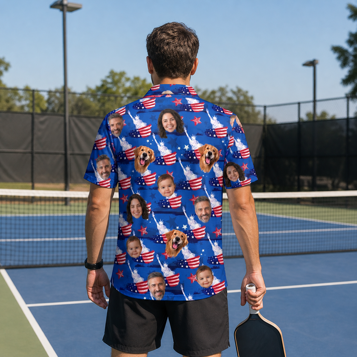 Custom Face USA Flag Polo Shirt