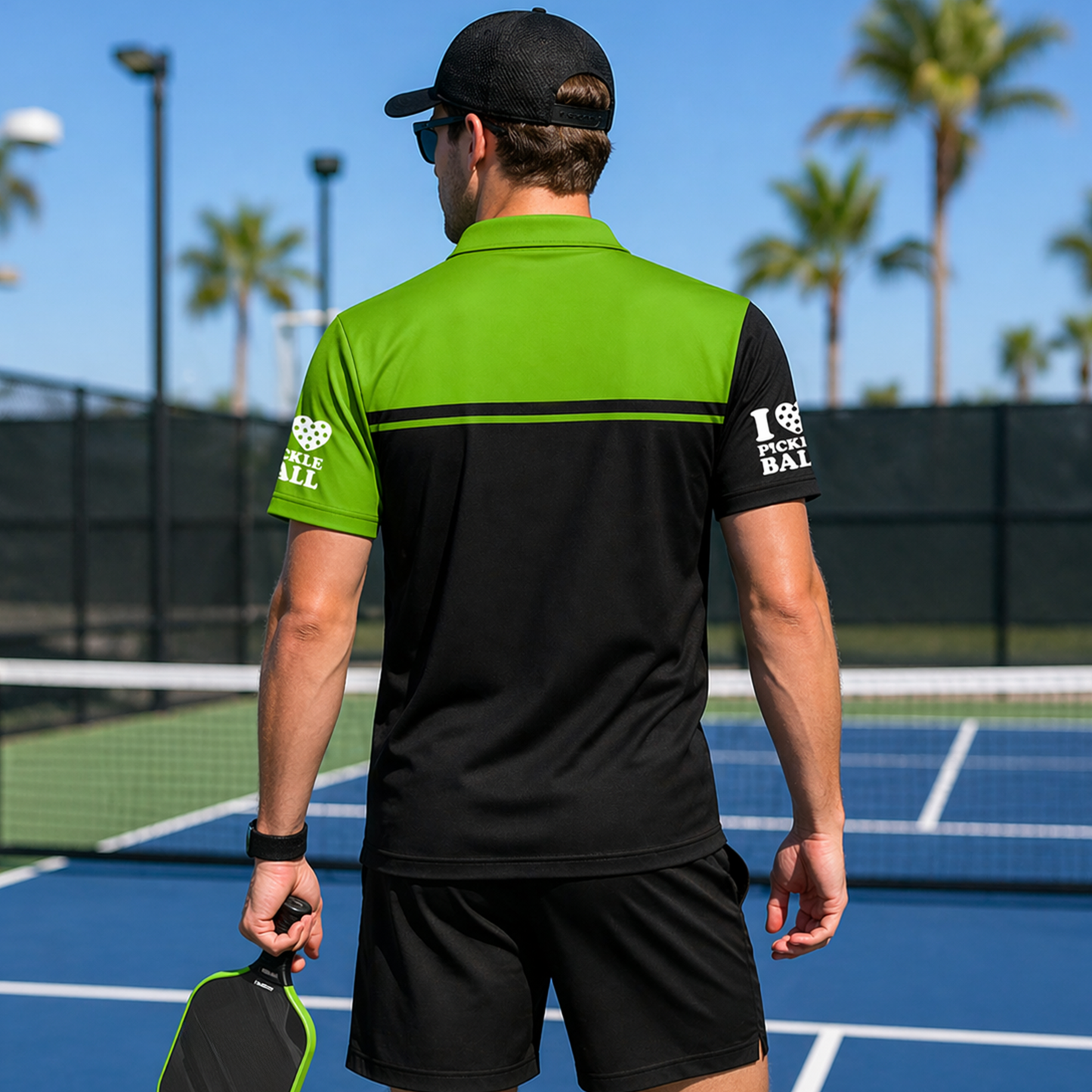Custom Funny Pickleball Polo Shirt Black Green