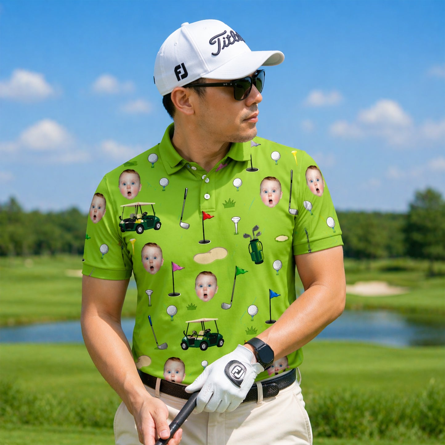 Funny Custom Face Golf Polo Shirt