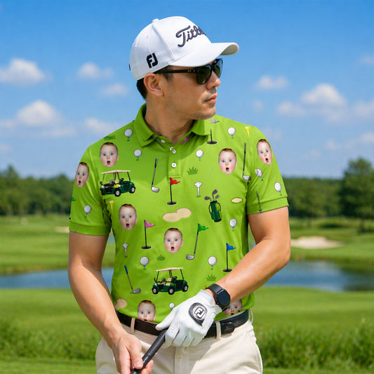 Funny Custom Face Golf Polo Shirt