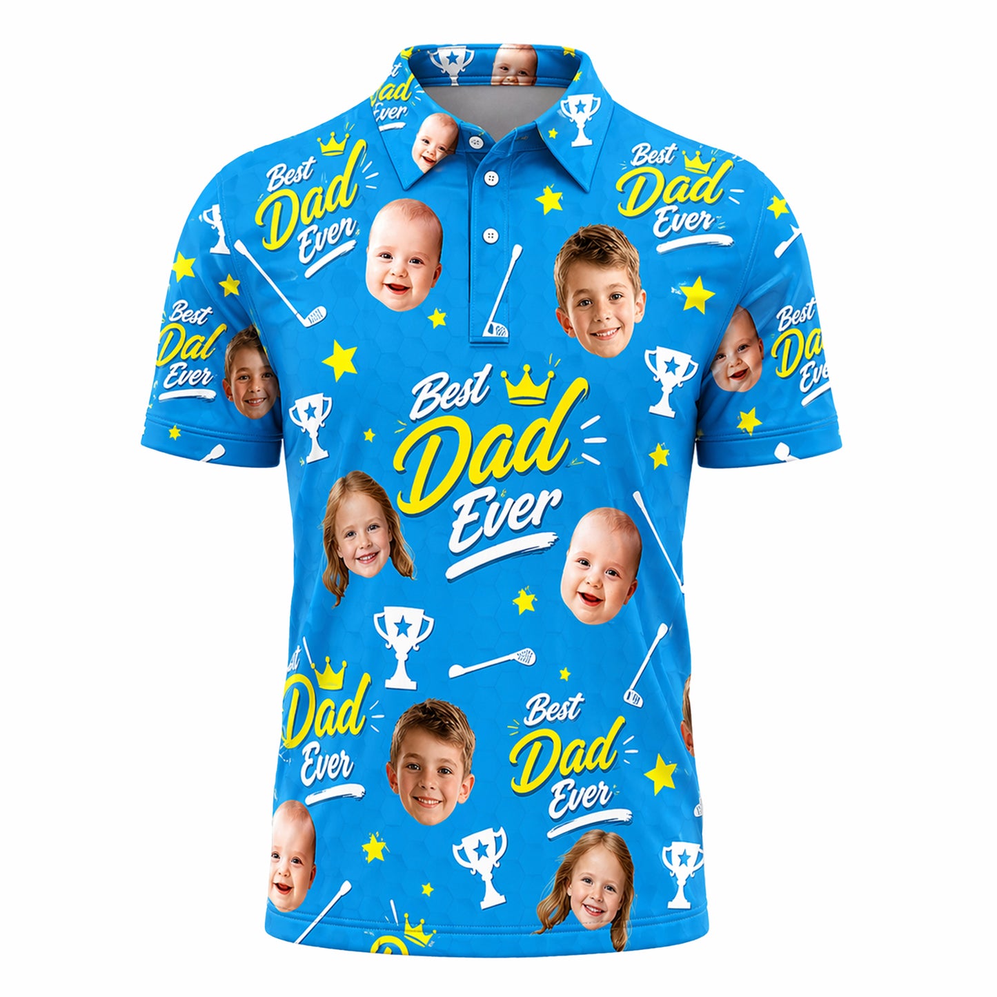 Custom Face Best Dad Ever Golf Polo