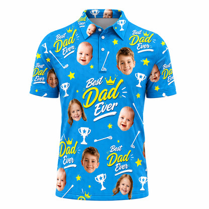 Custom Face Best Dad Ever Golf Polo