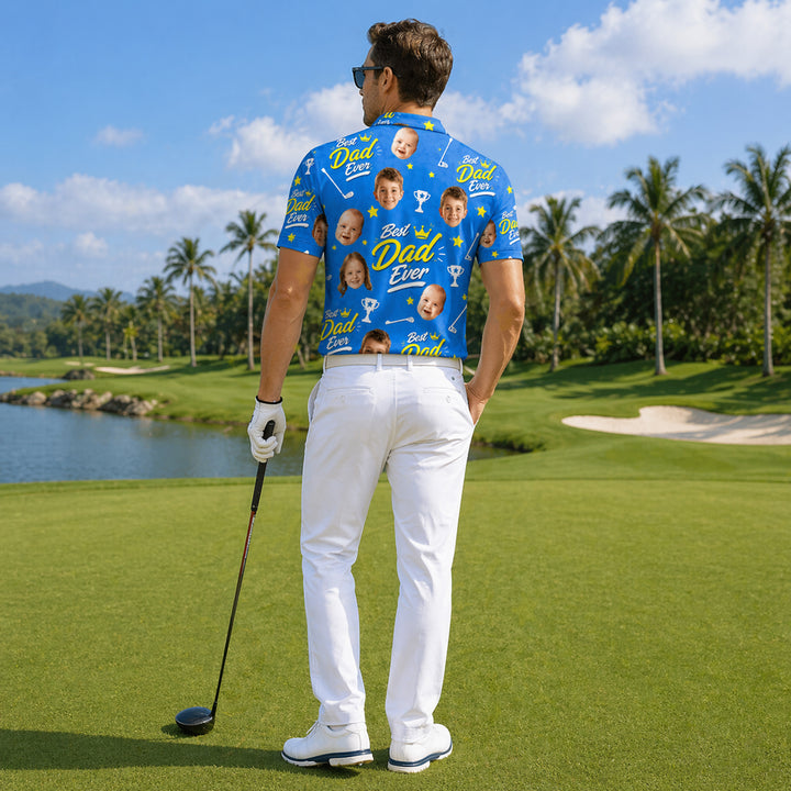 Custom Face Best Dad Ever Golf Polo