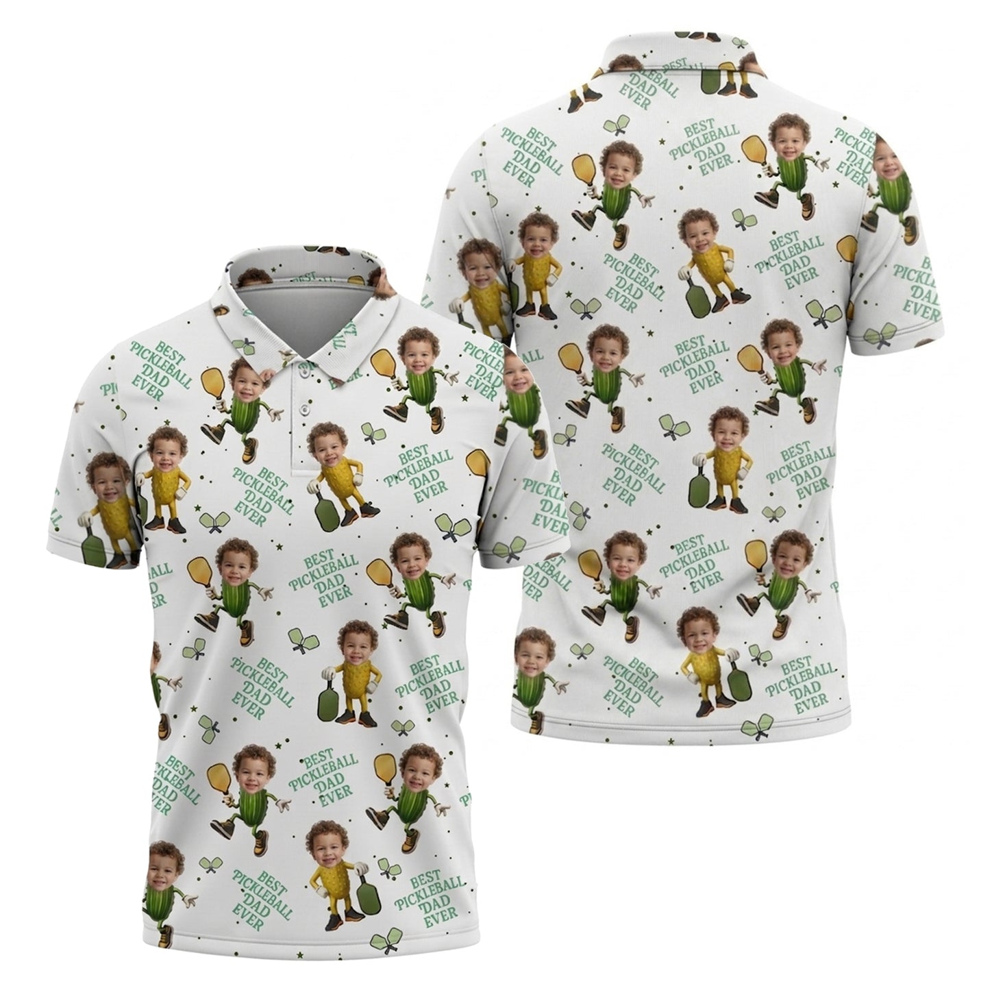 Custom Face Pickleball Dad Polo Shirt