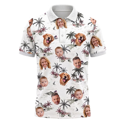 Custom Face Tropical Polo Pickleball Shirt