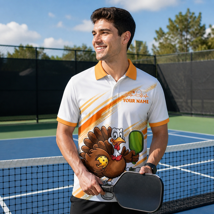 Funny Turkey Pickleball Polo Shirt