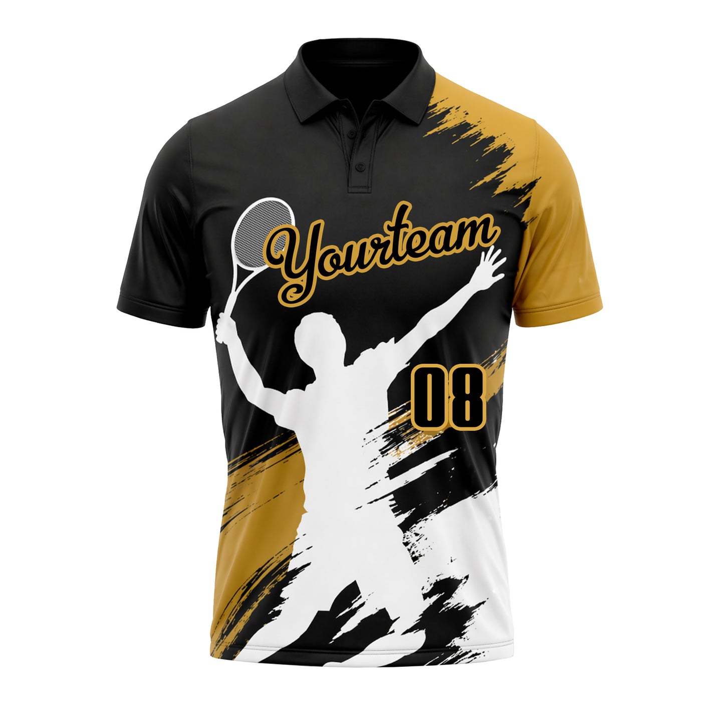 Custom Tennis Polo Black Gold