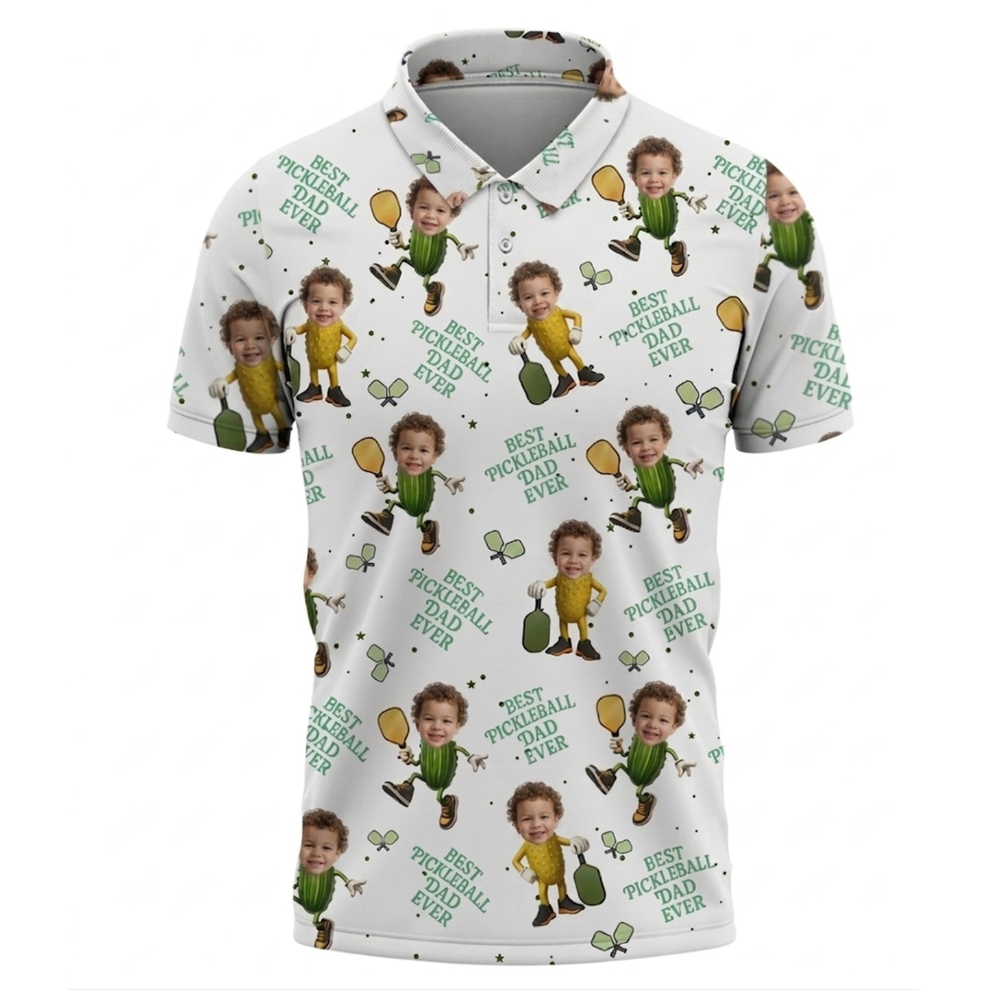 Custom Face Pickleball Dad Polo Shirt