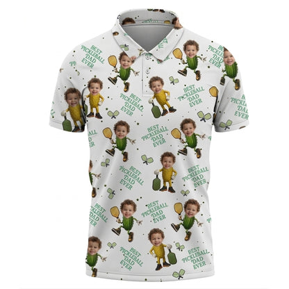 Custom Face Pickleball Dad Polo Shirt