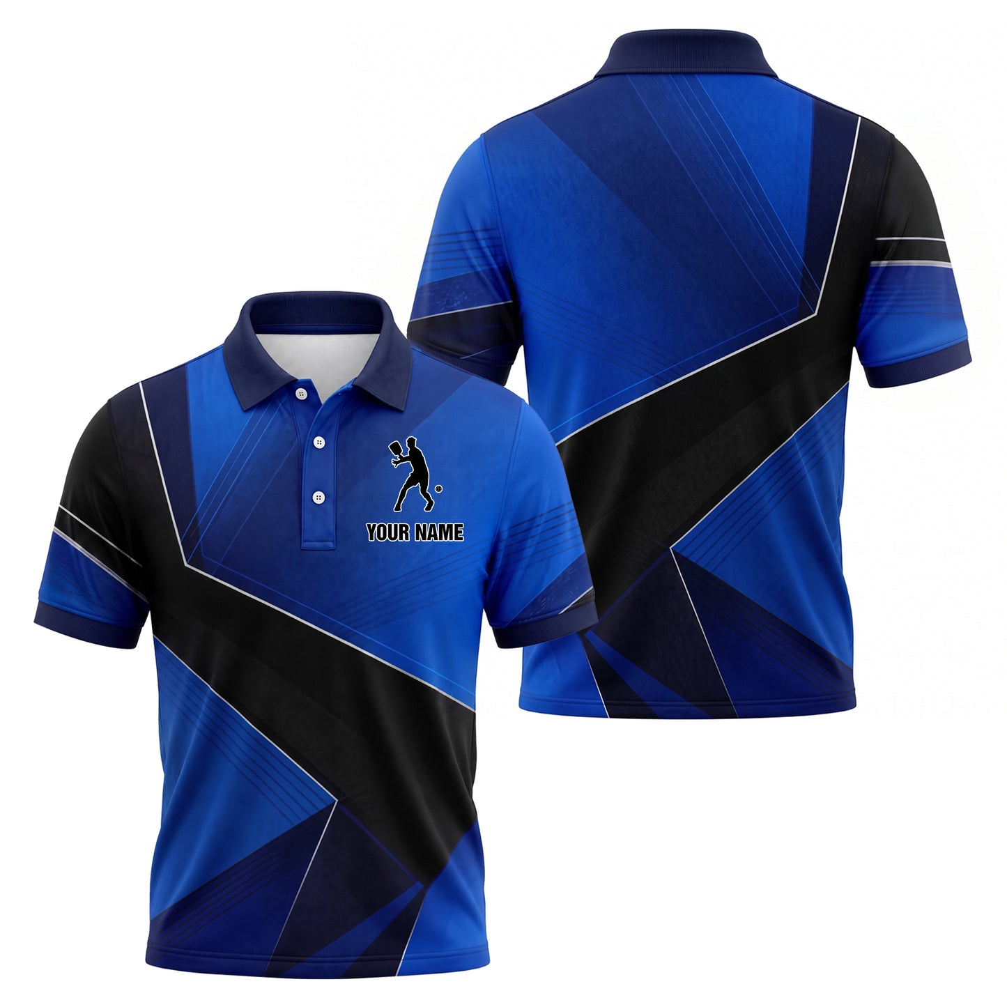 Custom Pickleball Polo Shirt Blue Athletic