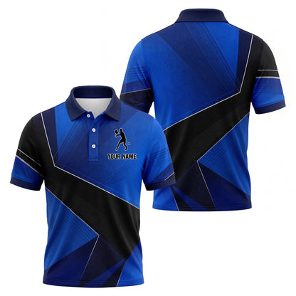 Custom Pickleball Polo Shirt Blue Athletic