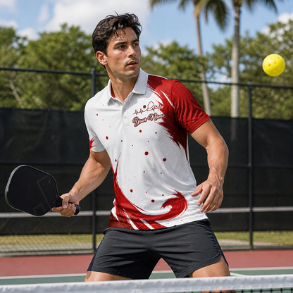 Custom Red Pickleball Team Polo Shirt