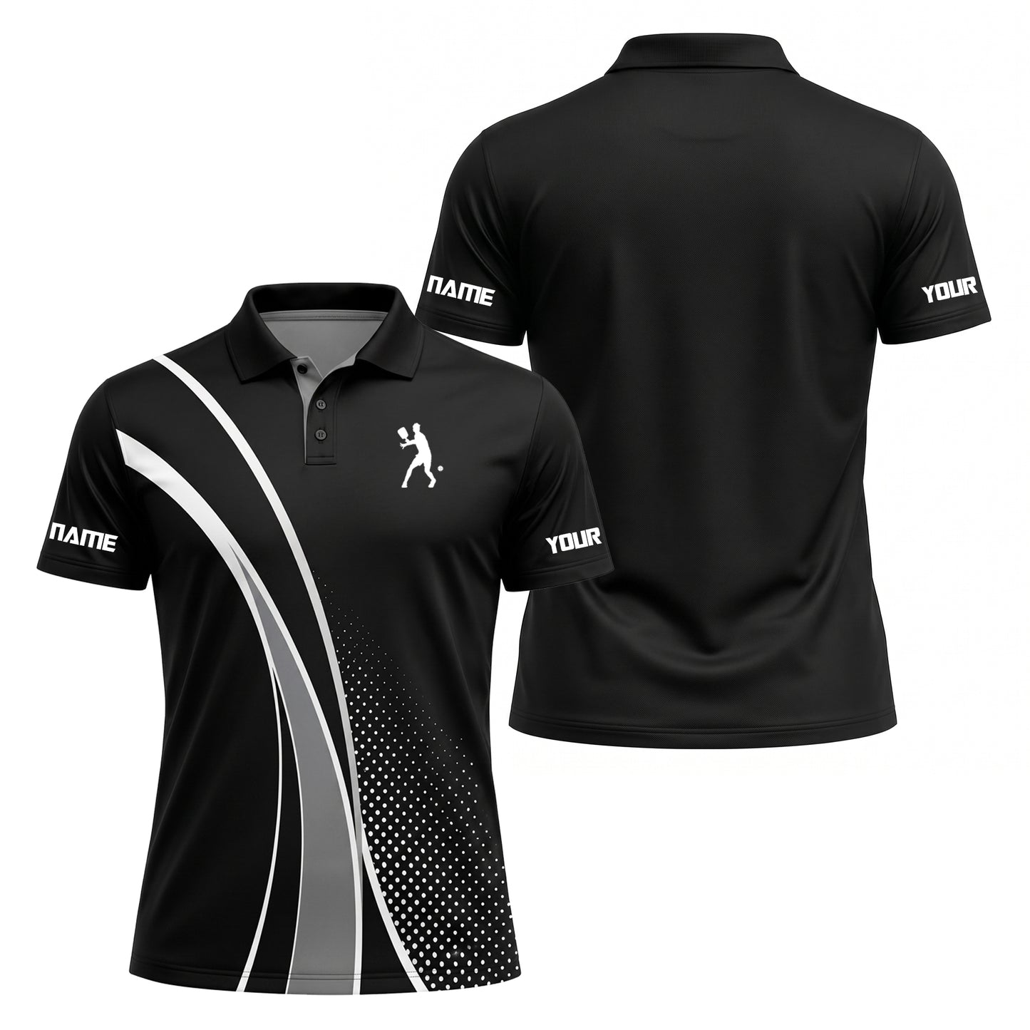 Custom Black Pickleball Polo Shirt