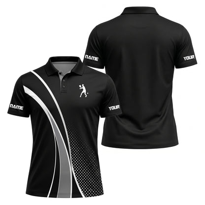 Custom Black Pickleball Polo Shirt