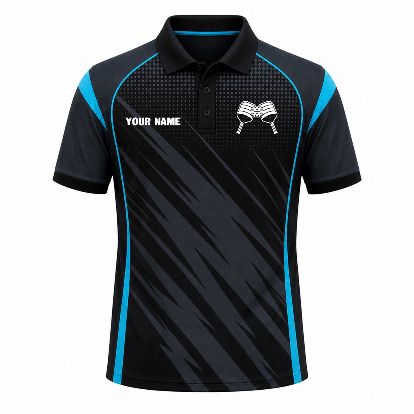 Custom Pickleball Polo Black Blue