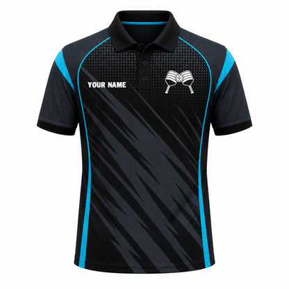 Custom Pickleball Polo Black Blue