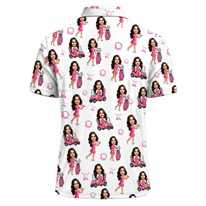 Women's Pink Ribbon Golf Polo Shirt