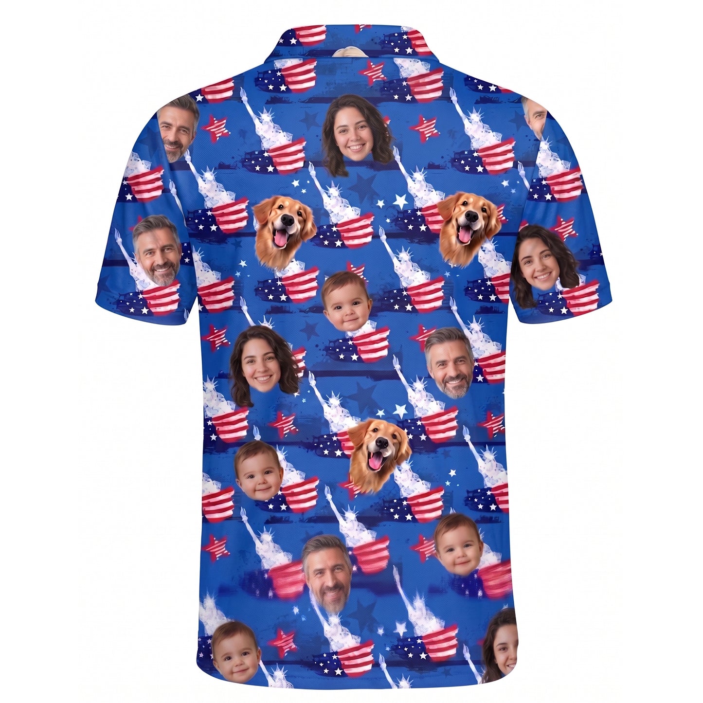 Custom Face USA Flag Polo Shirt