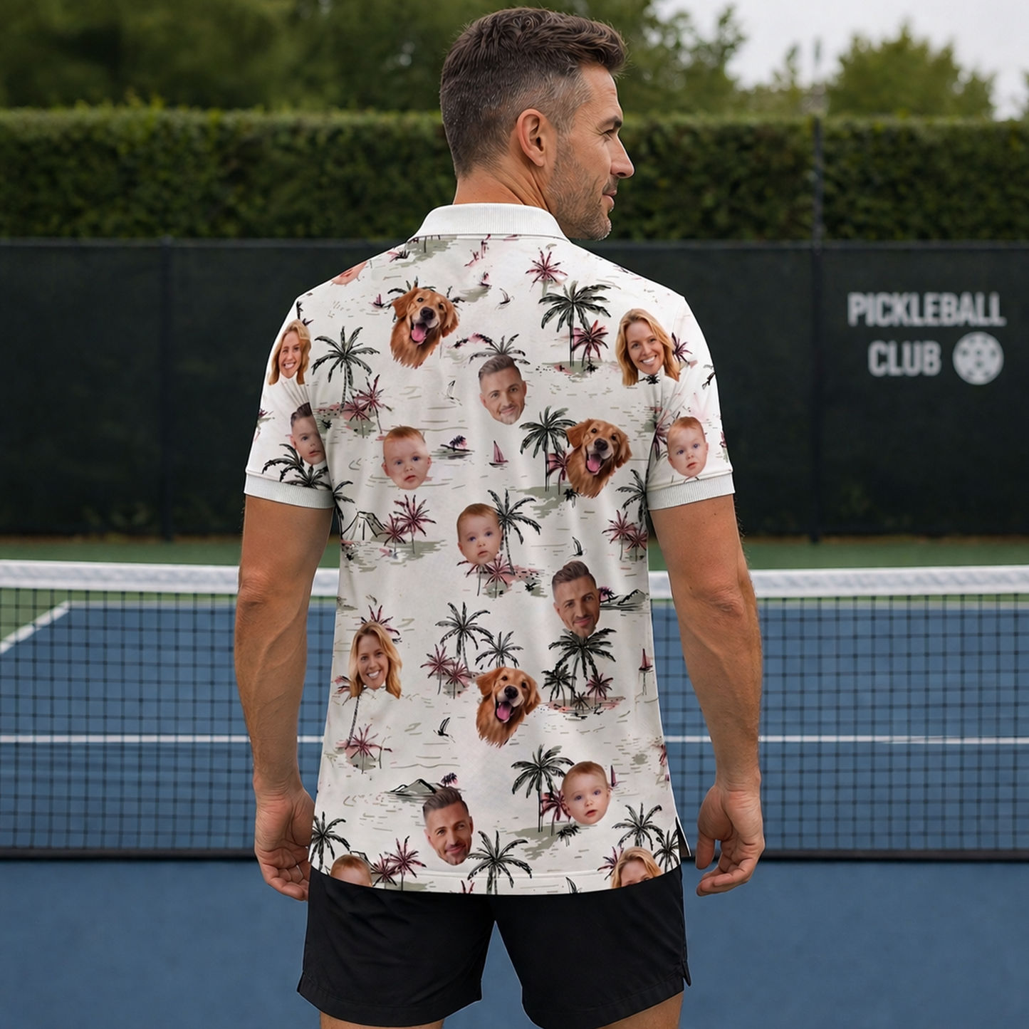 Custom Face Tropical Polo Pickleball Shirt