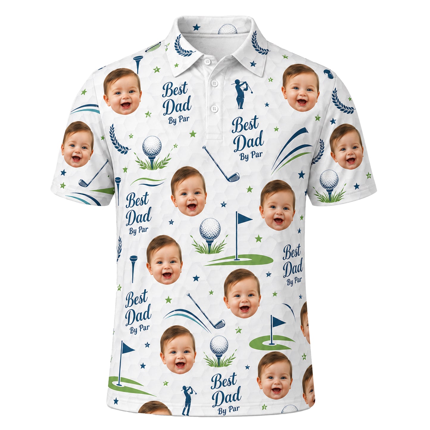 Custom Face Best Dad By Par Golf Polo