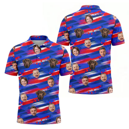 Custom American Flag Face Print Personalized Polo Shirt