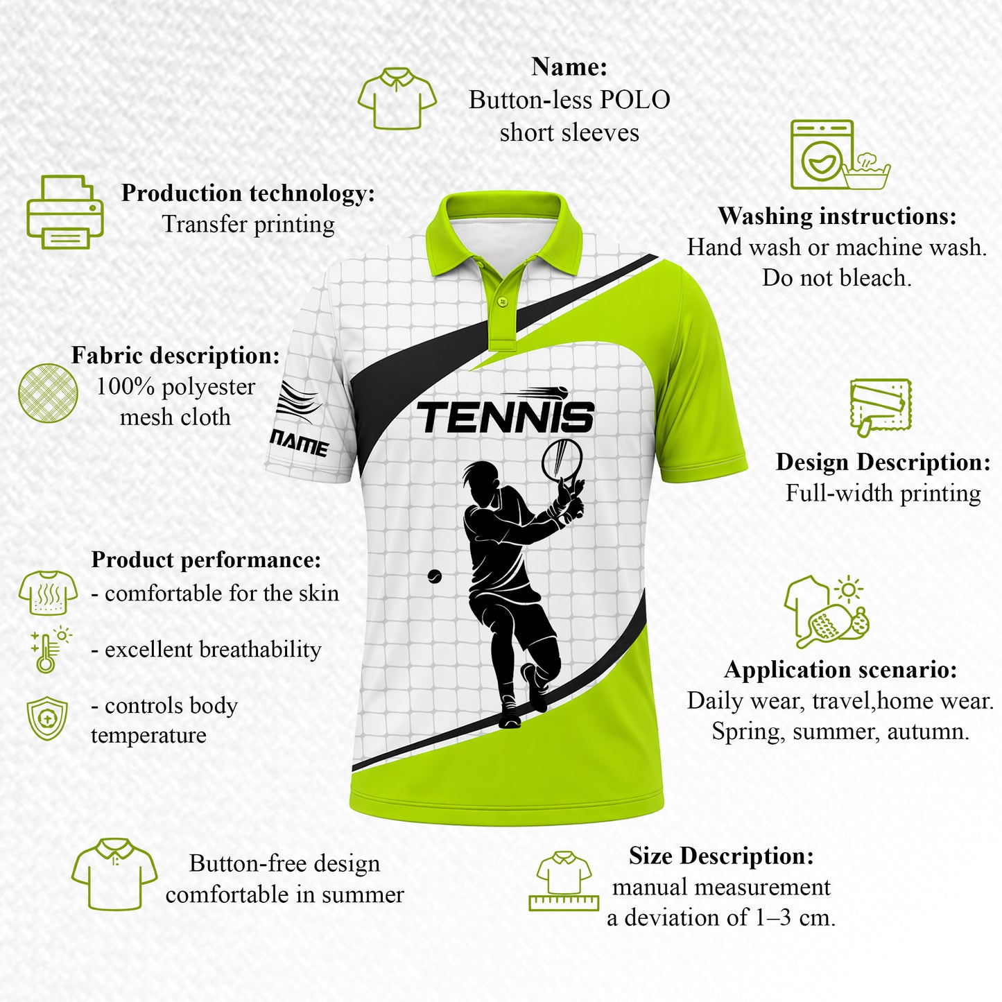 Tennis Performance Polo Shirt With Name