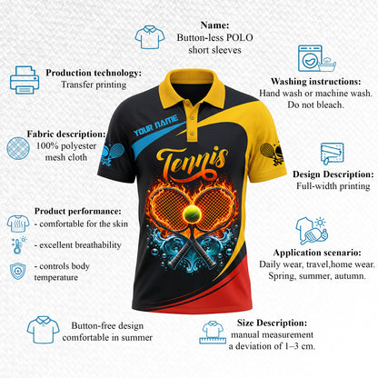 Custom Tennis Flame Polo Shirt
