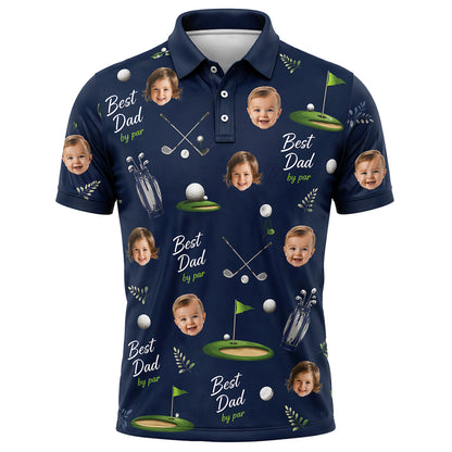 Custom Face Best Dad Golf Polo Shirt