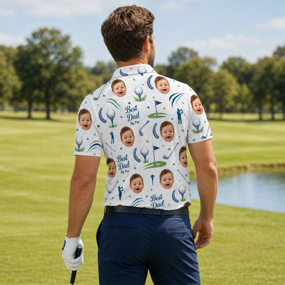 Custom Face Best Dad By Par Golf Polo