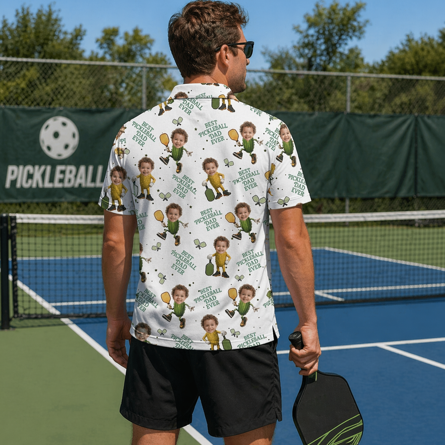 Custom Face Pickleball Dad Polo Shirt