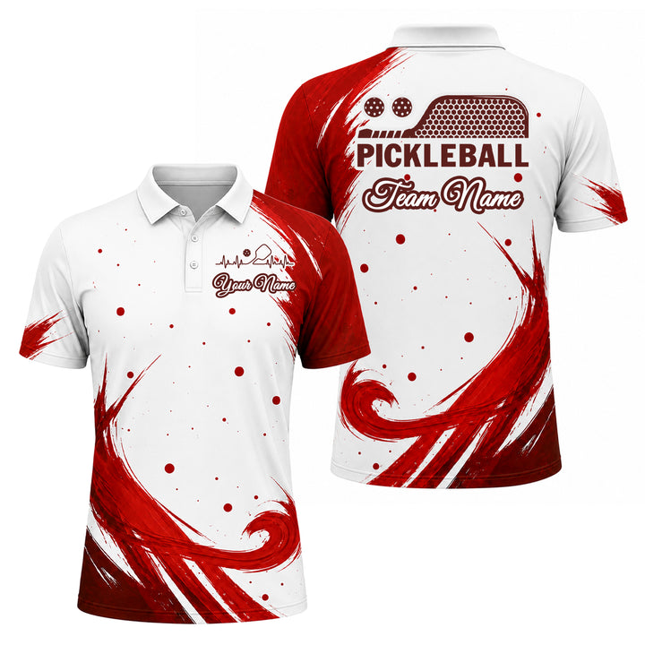 Custom Red Pickleball Team Polo Shirt