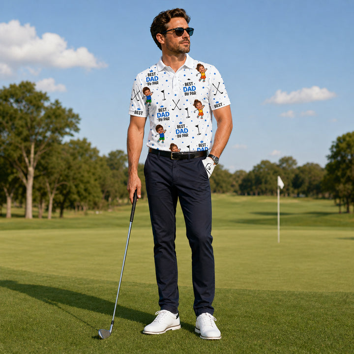 Custom Face Kids Golf Polo Shirt Best Dad By Par