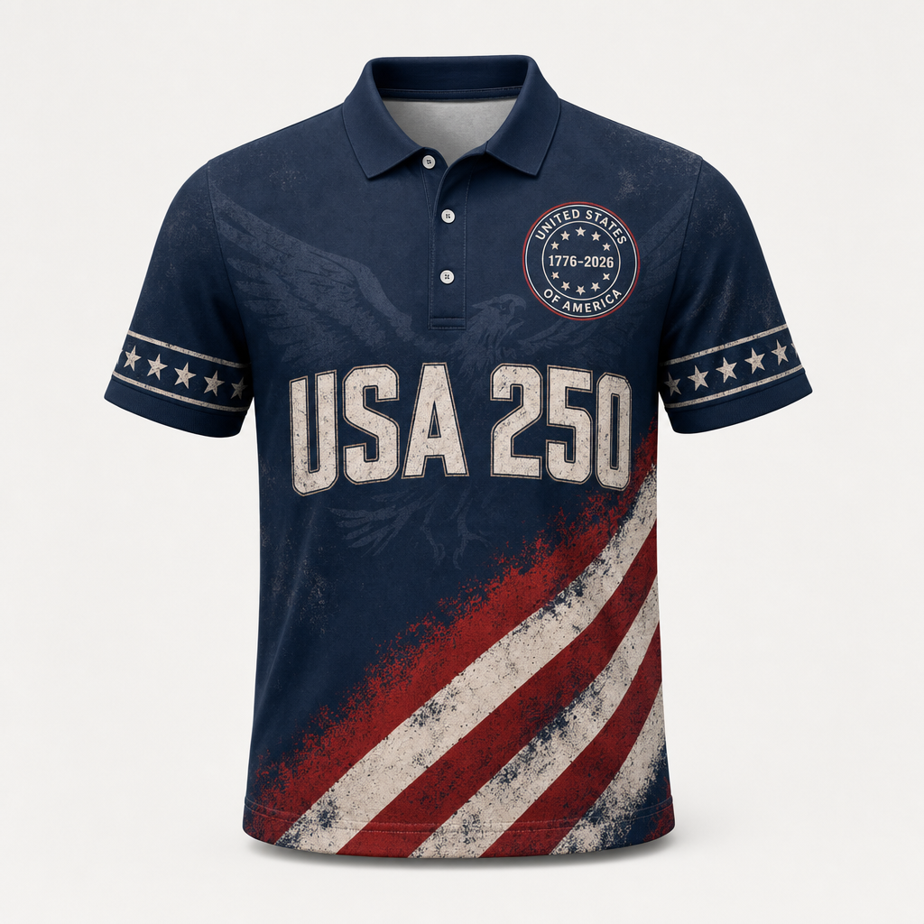 USA 1776–2026 Patriotic Polo — 250 Years - Hero