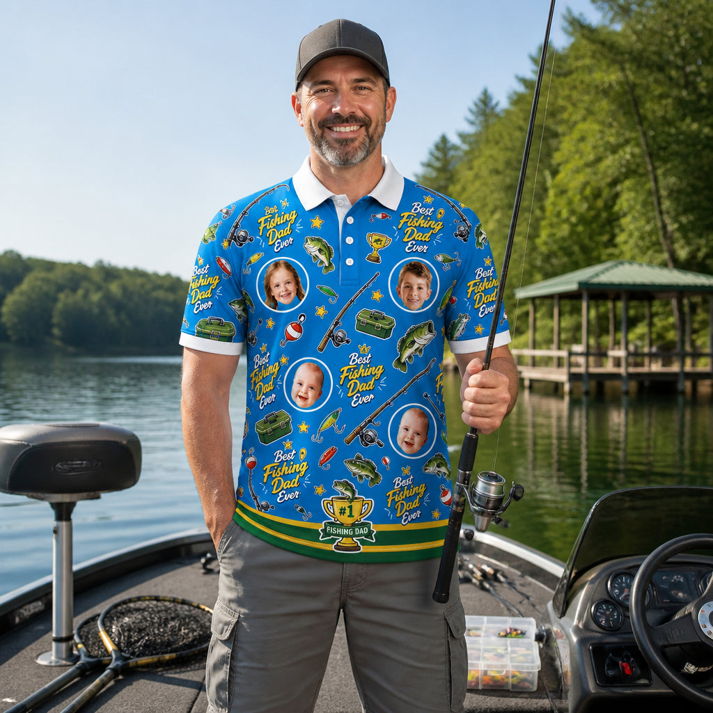Best Fishing Dad Ever Custom Photo Polo - Lifestyle 2