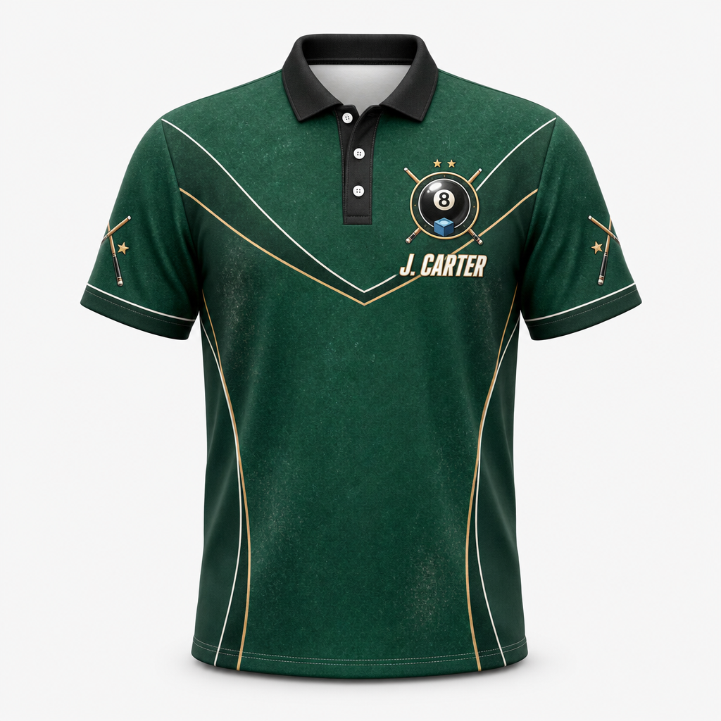 Custom Billiards Team AOP Polo – Player Name & Team Name - Hero