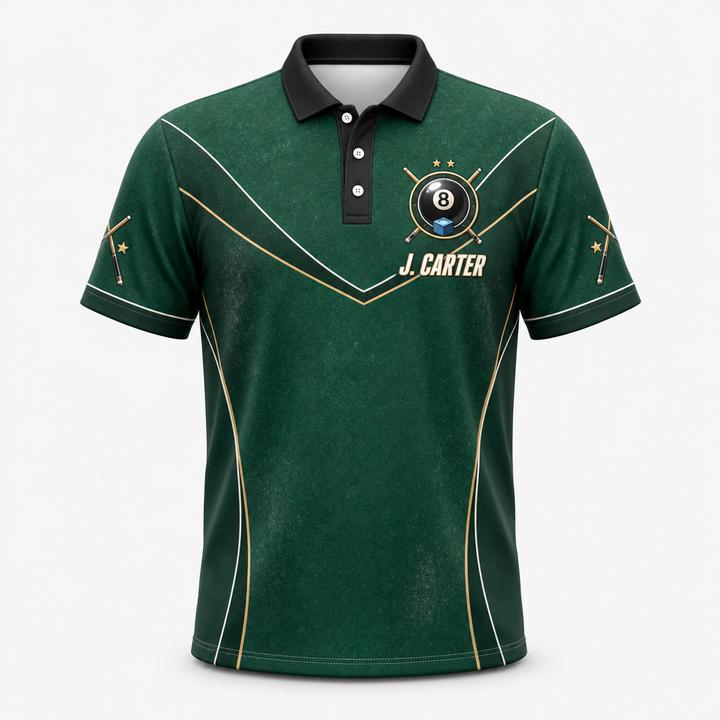 Custom Billiards Team AOP Polo – Player Name & Team Name - Hero