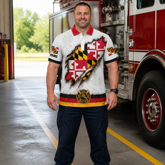 Maryland Flag Eagle Firefighter Polo - Lifestyle 1