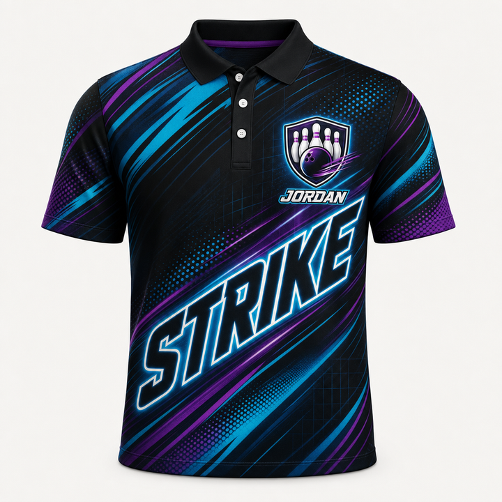 STRIKE Bowling Team Polo — Custom Name & Team - Hero