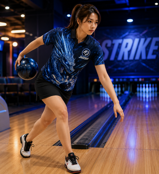 Electric Dragon Bowling Polo Shirt - Personalized Name All Over Print