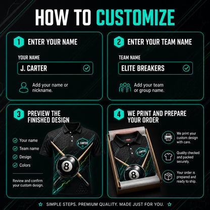 Custom 8‑Ball Billiards Team Polo — Add Team & Player Name - How to customize