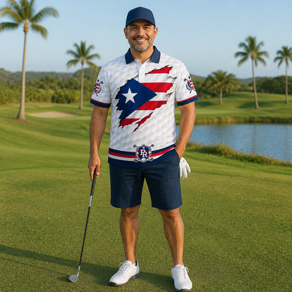 Puerto Rico Flag Eagle Golf Polo - Lifestyle 2