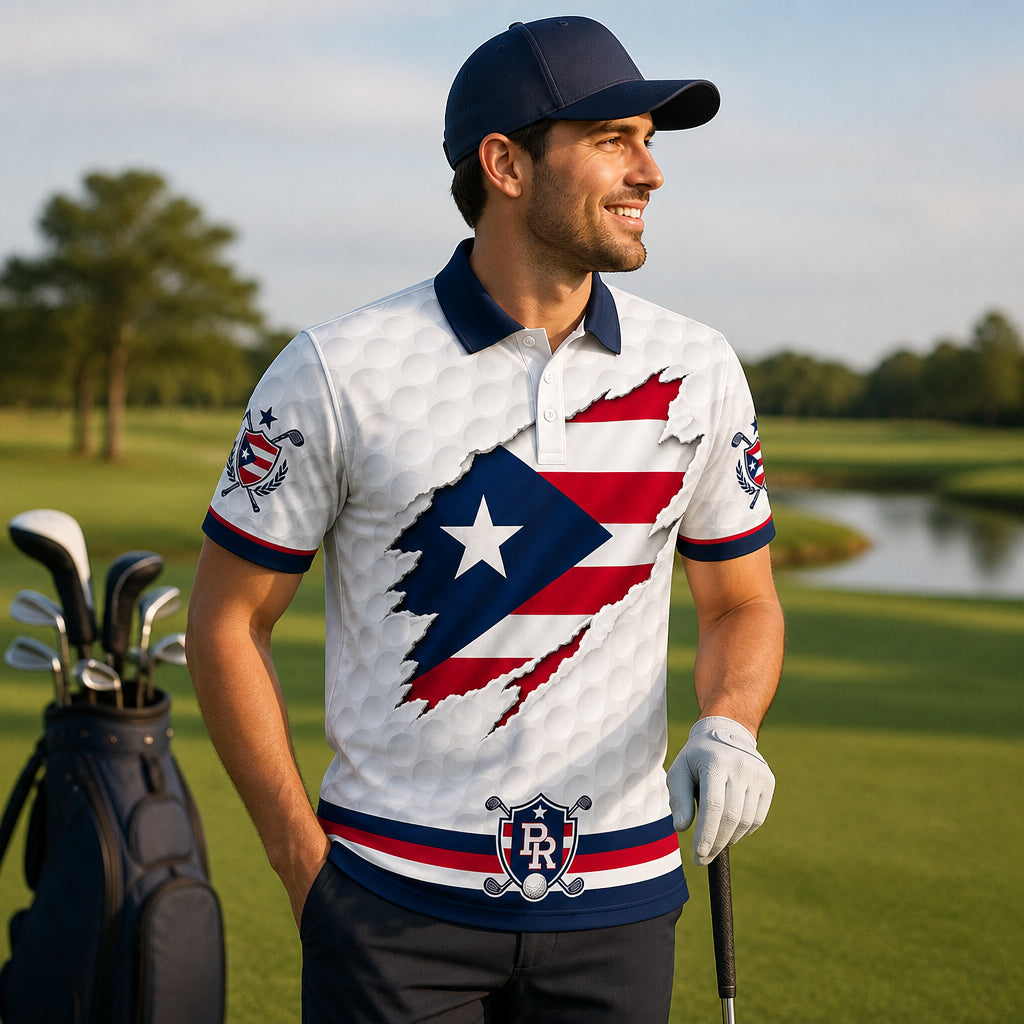 Puerto Rico Flag Eagle Golf Polo - How to customize