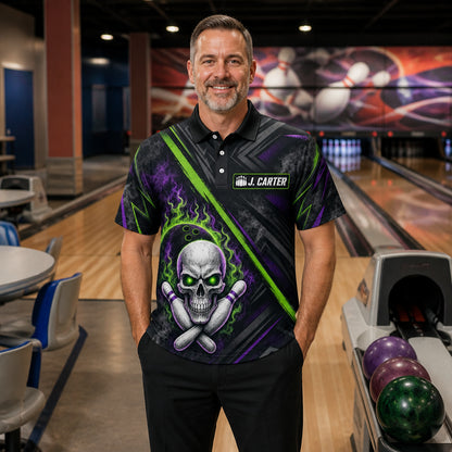 Neon Skull Strike – Custom Name & Team AOP Polo - Lifestyle 1