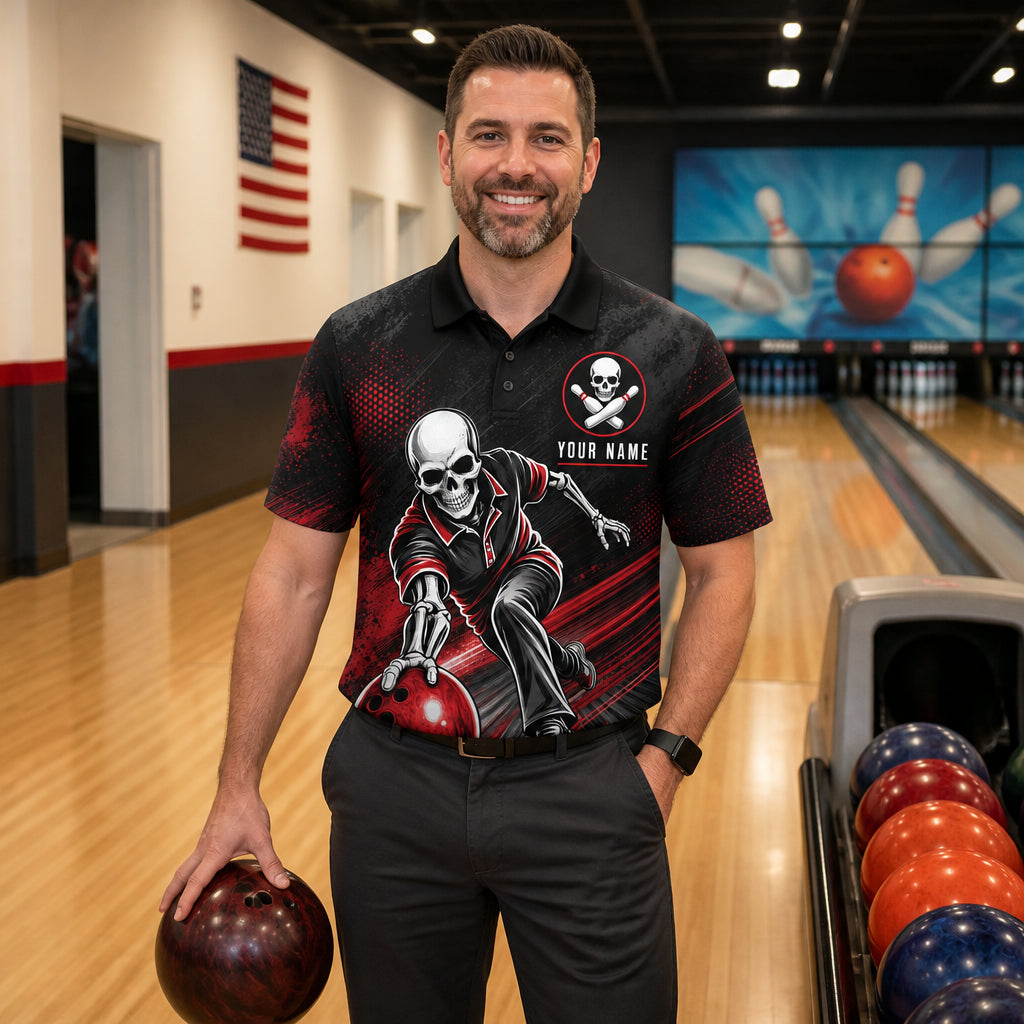 Skeleton Bowler Team Polo – Custom Name & Team - Lifestyle 2