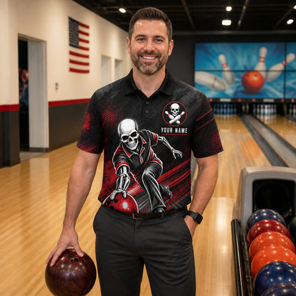 Skeleton Bowler Team Polo – Custom Name & Team - Lifestyle 2
