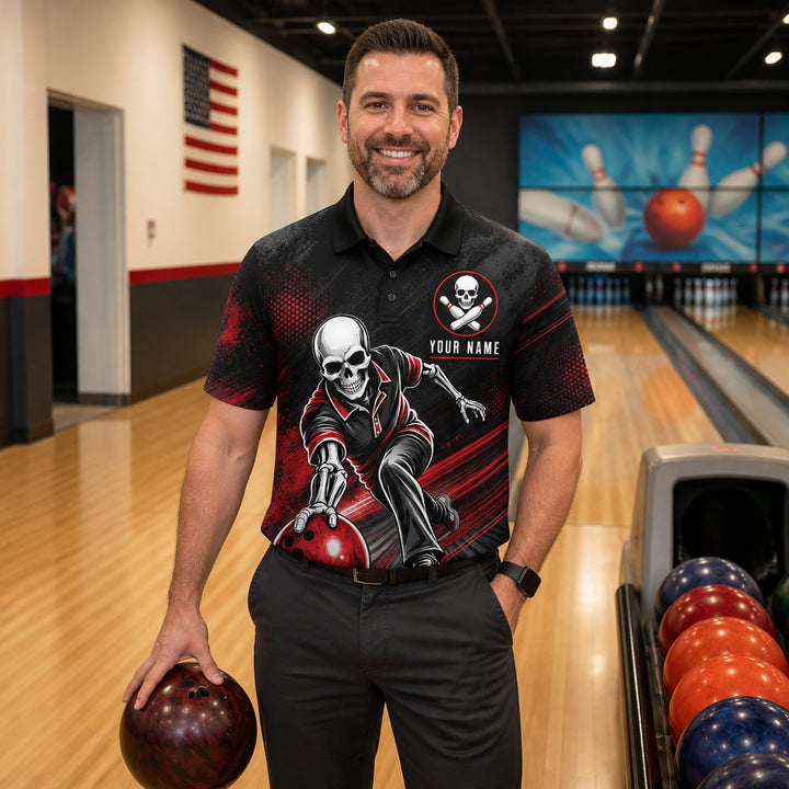 Skeleton Bowler Team Polo – Custom Name & Team - Lifestyle 2