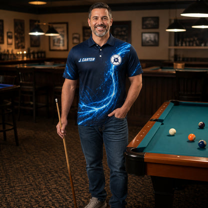Custom Billiards Energy AOP Polo – Team & Player Name - Lifestyle 2