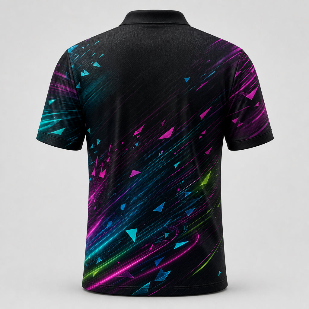 Custom Neon 8-Ball Billiards Team Polo – Team Name & Player Name - Back view