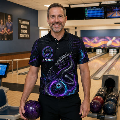 Dragon Bowling Team AOP Polo — Custom Team & Name - Lifestyle 2